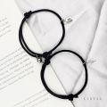 2Pcs/set New Magnetic Couple Bracelet Key Lock Hand Rope Girlfriends Braided Bracelet Valentine's Day Gift X. 