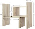 Jerry & Maggie - Desktop Organizer Office Storage Rack Adjustable Wood Display Shelf  Birthday Gifts - Toy - Home Decor  - Free Style Rotation Display - True Natural Stand Shelf White Wood Tone. 