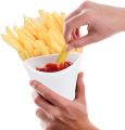 crisp & dip cup /chips & catchup cup / pure high quality plastic  for french fries and other snacks with a sauce slot. 