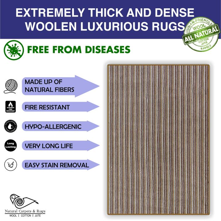 Natural Woolen Carpets and Rugs made of pure Wool for Living Room Rug, Dimension 3' x 5' / 4' x 6' / 6' x 9'