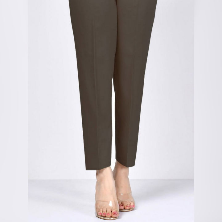 Brown Straight Trouser/Pant/Capri For Girls/Ladies-Non See Through Fabric