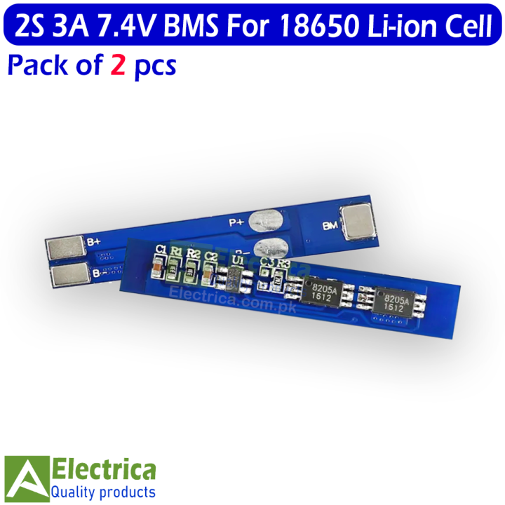 2S 3A Lithium Battery BMS 18650 Charger Protection Board 7.4-8.4V Li-ion BMS by Electrica
