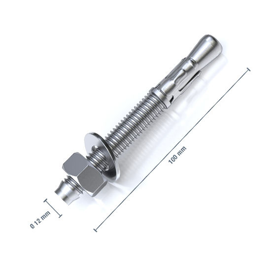 Electro Galvanized Wedge Anchor Bolt 12 x 100 mm ( 2 Pcs )