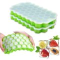 1  Ice Tray Easy Push Pop Out Square Silicon Ice Cubes Tray Honeycomb Shape Silicone Ice Cube Molds with Lid Flexible Tray for Refrigerator And Freezer. 