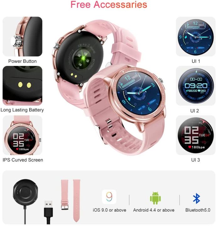 BYTTRON%20Smart%20Watch%20for%20Women,%20Fitness%20Tracker%20Watch%20with%20Heart%20Rate%20Monitor%20and%20Blood%20Pressure,%20Waterproof%20Activity%20Fitness%20Women%20Watch%20with%2023%20Sport%20Modes%20for%20All%20Latest%20Phones%201%20Extra%20Band%20Pink%20-%20Image%202