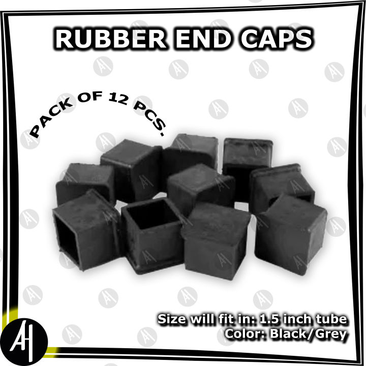 Rubber End Caps - Square - 1.5" (Pack of 12 Pcs.)