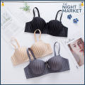 [Night Market] Stripes Underwire Demi/Half Balconette Bra/ Coli Wanita Jalur Berdawai. 