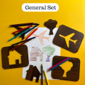 kids wooden drawing stencils | ABC stencils for kids | Wooden Stencils for children | Urdu Alphabets stencils | 1 to 10 Stencils for drawing. 
