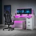 White and Black Wooden Gaming Desk studying and more, home office desk ,computer table for pc ,laptop table with RGB Light (Customised). 