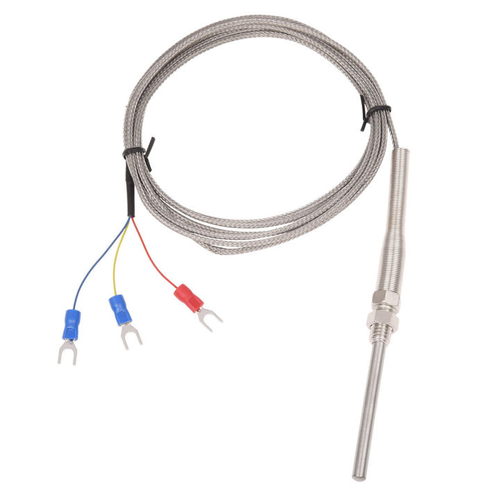 0-400C PT100 Type 5mm x 50mm Thermocouple Probe 2 Meters