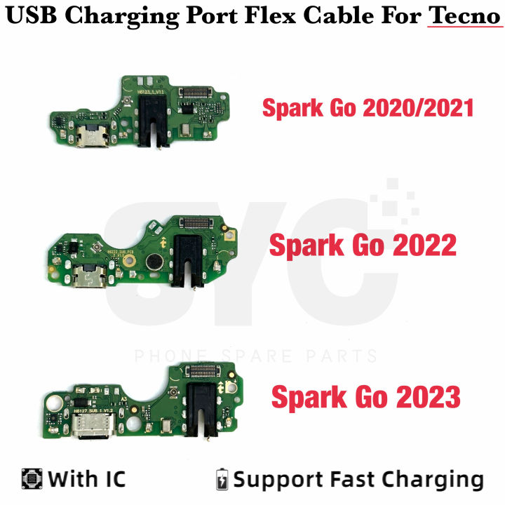 For Tecno Spark go 2020 2022 2023 KG5 USB Dock Charger Port Plug Headphone Audio Jack Microphone MIC Flex Cable Charging Board