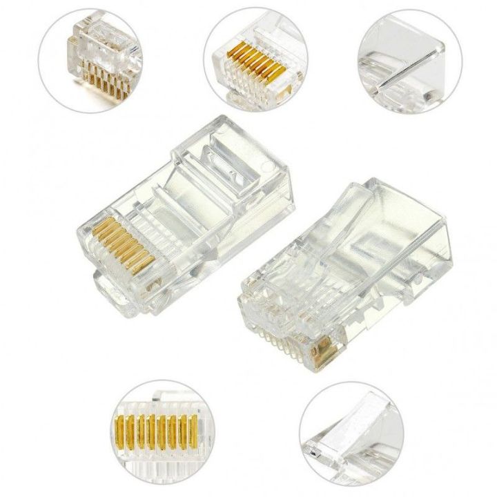 100 Pcs RJ45 CAT6 Pass Through And Foldable Shrapnel Design Ethernet ...