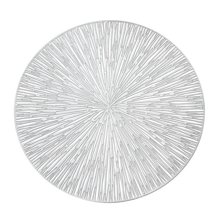 1PCS Round Placemats Restaurant Hollow PVC Decoration Meal Mat Anti-Hot Dining Table Line Mat Steak Plate Pad Silver