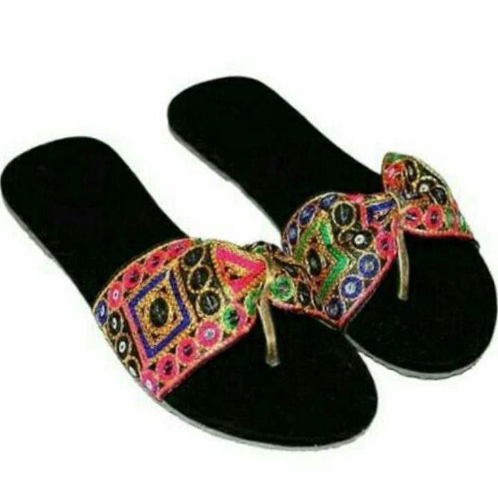 Women's Butterfly Design Black Velvet Chappal – Fashionable, Comfortable, Easy to Walk, Durable, Available in Multiple Sizes