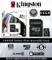 Kingston 16GB,32 GB,64 GB,128GB microSD Canvas Select Memory Card - Class 10 100MB Read Speed - 5 Years Warranty. 