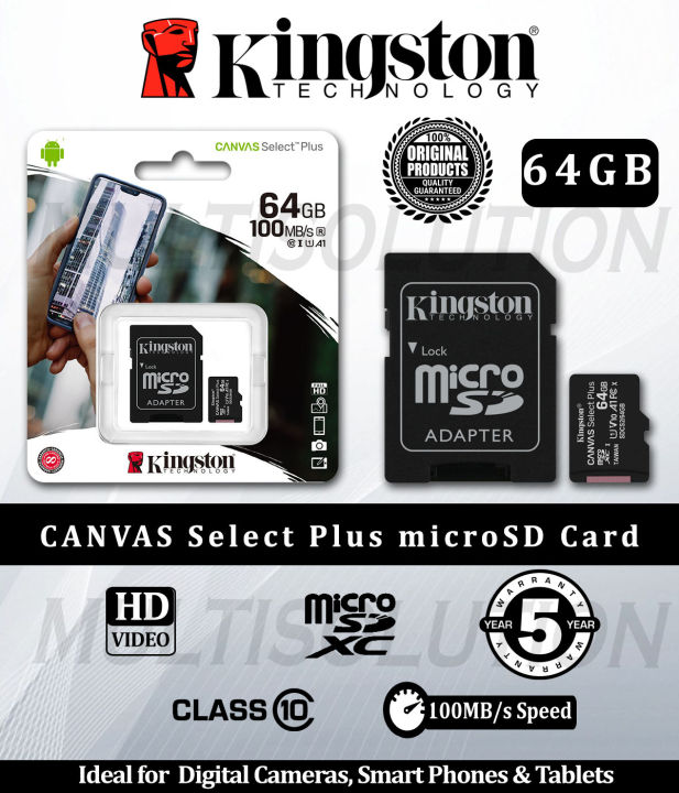 Kingston%2016GB,32%20GB,64%20GB,128GB%20microSD%20Canvas%20Select%20Memory%20Card%20-%20Class%2010%20100MB%20Read%20Speed%20-%205%20Years%20Warranty%20-%20Image%206