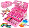 60 - 70 & 42pcs Princess Frozen Barbie Sofia Unicorn Artists Drawing Coloring Sets Drawing Kits Supplies for Kids Girls, Drawing Painting Set Crayons, Colour Pencils, Watercolour Paints, Coloured Markers, Palette, Paintbrush, HB Pencil, Eraser, Sharpener. 