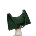 Women Retro Baguette Bag Tote Bag, Crocodile Shoulder Handbag Purses with Zipper Closure. 