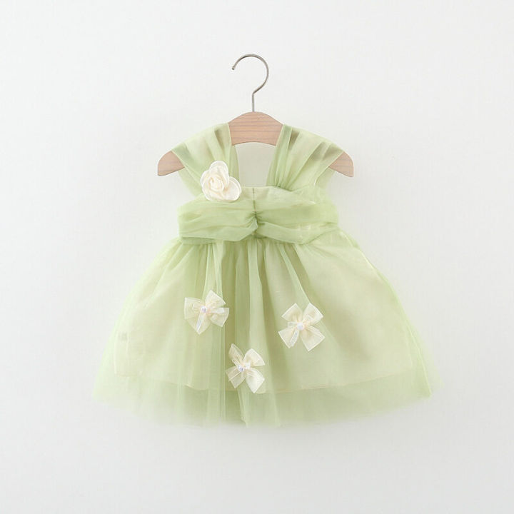 Summer Baby Girl Cute Flower Princess Dress Girl Korean Edition Beautiful  Fairy Gauze Dress Children's Birthday Party Dress Sling Dress (0-3 Years  Old)