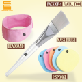 Pack of 4 Facial Tool, 1 Facial Hair Band 1 Facial Mixing Brush 2 Sponge Puff, Facial Mask Brush, Wash Cleansing Sponge Puff Pad Makeup Remover Puff, Facial Headband, 4 Pcs Kit for Easy Application and Makeup Removal By Careland Store. 