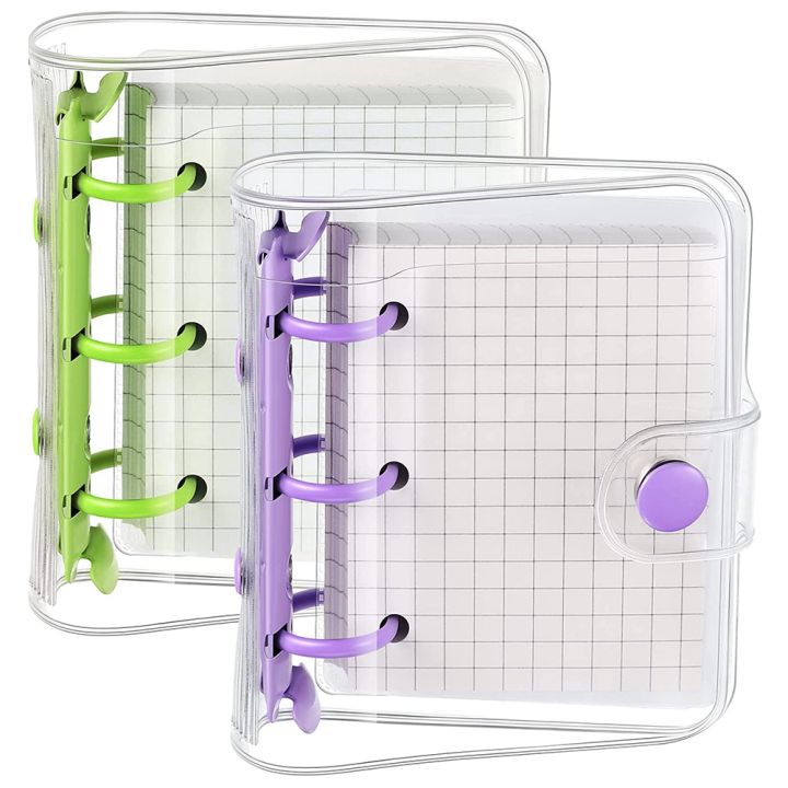 2Sets 3 Ring Binder Covers with Binder Inner Paper Bag (Green,Purple)