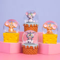 Creative cartoon strawberry bear glow crystal ball snow glass ball resin night light snow ornament lighting gifts. 
