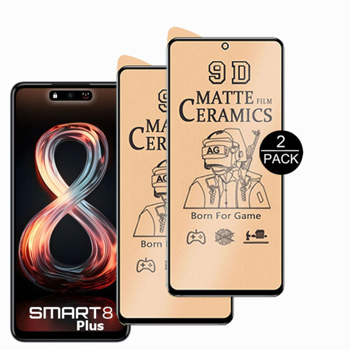 BROTECT 2 Pcs Infinix Smart 8 Plus Ceramic Matte Screen Protector PUBG Gaming Tempered Glass Black Edge Borders Unbreakable 9D 21D 100D 111D For smart8 plus - Transparent