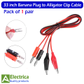 33-inch Banana Plug to Crocodile Clip Lead For Multimeter Probe Alligator Cilp to AV Banana Plug Test Lead DC Power Supply Tester Cable Tool DIY By Electrica. 