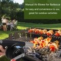 Outdoor Cooking BBQ Fan, Hand Crank BBQ Charcoal Blower Portable Barbeque Air Blower with Manual Handle Speed Control for Outdoor Barbecue, Picnic Camping and Hiking(black). 