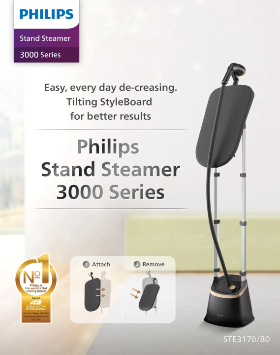 Phillips Stand Steamer 3000 Series With tilting Style Board STE3170/80