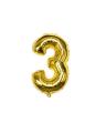 Birthday Number Foil Balloons 3 Golden. 