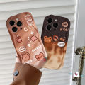 Wavy Curved Edge Case For Realme C55 C25 C11 C12 C17 5 5i 7i 6i 5s C21Y C35 C25Y C31 C20A C20 C25s C15 C30 C21 C33 C3 Cute Cartoon Bear Gradient Coffee Donuts Soft Case. 