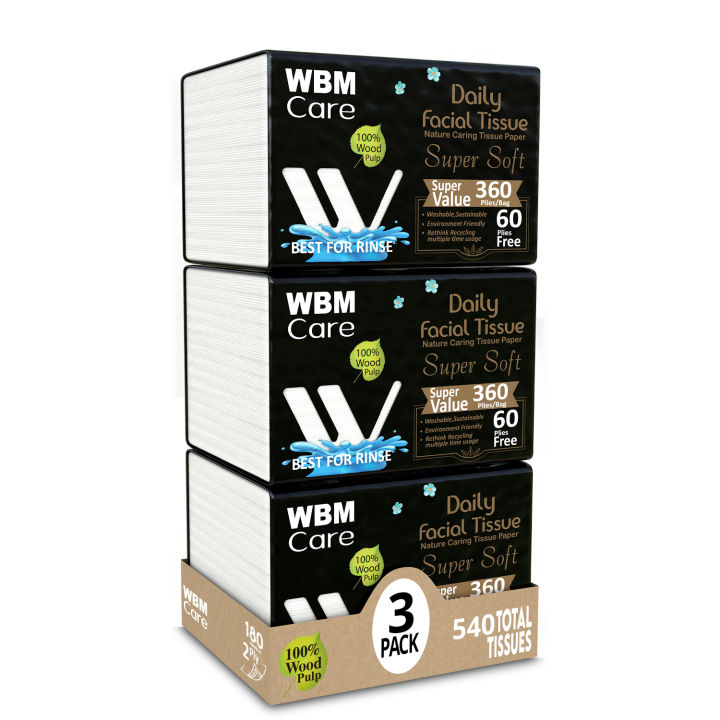Pack of 3 WBM Daily Facial Tissue Paper - 220s (2 Ply) | Tissues