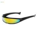 Futuristic Narrow Lens Visor Eye Sunglasses Black+White Frame Silver Mirror. 