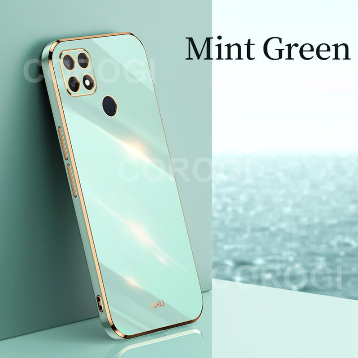 For Realme C25Y / Realme C21Y Cover Fashion Shiny Plating Square Bumper Slim Phone Case Soft TPU Silicone Shockproof Protective Back Cover