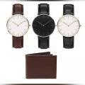 Pack Of 2 Leather Watches With 1 Wallet. 