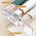 New Clear Wall Mounted Drawer Organizer, Hanging Transparent Underwear Panties Storage Box Punch-Free Multifunctional for Clothes, Socks, Ties blue,white,green. 
