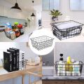 Set of 2 Wire Storage Basket Bins Organizer, Metal Wire Basket Freezer Storage Organizer Bins with Handles for Kitchen Cabinets, Pantry, Closets, Bedrooms, Bathrooms,Freezer,28.5x22x12cm. 