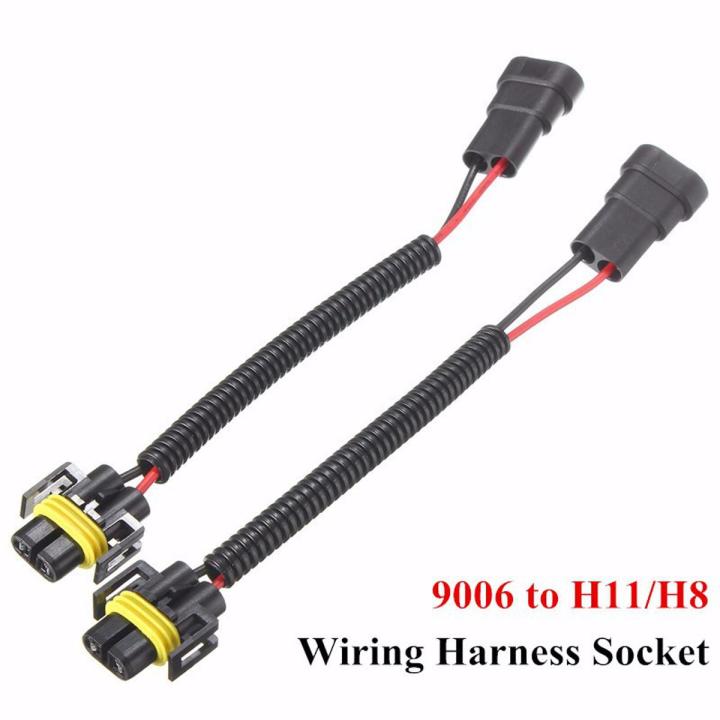 2Pcs 9006 To H11 H8 Headlight Fog Light Conversion Connector Wiring Harness Plug Cable Socket Connector Repair Kit