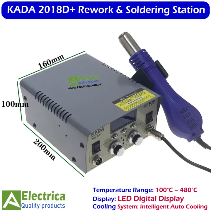 KADA%202018D+%202-in-1%20Hot%20Air%20Rework%20and%20Soldering%20Station%20with%20LED%20Display,%20Fast%20Heating,%20Temperature%20Control%20&%20Auto%20Cooling%20System%20by%20Electrica%20-%20Image%203