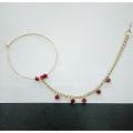 Nose Ring Nath Chain Bridal Jewelry Nathni Nose Pins Studs Pakistani Red Golden Maroon Customized Designer Large Nosering Piercing Jewelry. 