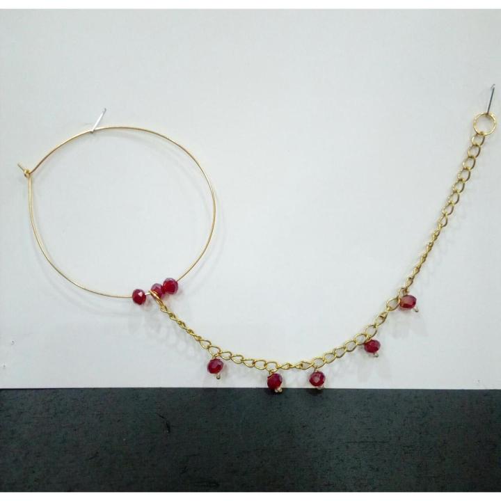 Nose Ring Nath Chain Bridal Jewelry Nathni Nose Pins Studs Pakistani Red Golden Maroon Customized Designer Large Nosering Piercing Jewelry