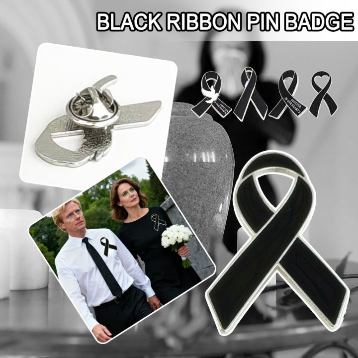 Awareness Ribbon Black, Mourning/P.O.W. 2-1/4" X 1-1/4" With Safety Pin - Foto 5