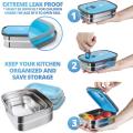 Lunch Box Stainless Steel Rectangular Lunch Box Choose From (S-M-L) GREEN. 