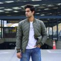 Men's Quilted Green Bomber Jacket - Stylish & Lightweight Winter Wear. 