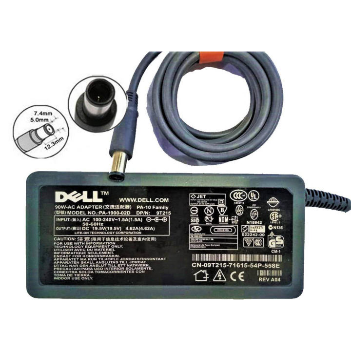19.5V 3.34A 65W 7.4*5.0mm AC Laptop Power Adapter Charger For DELL Latitude 7480 7490 D620 D630 D800 E7240 E7270 E7450 E6230 5.0- 90W