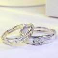 SSA 925 Silver Plated Couple Rings Angle Wing Wedding Cubic Engagement Ring Jewelery. 