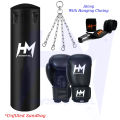 Boxing Bag with chain Boxing Gloves and Hand bandages Wraps Boxing Kit Full Set Punching Bag for Men Girls  Adults Length 3 feet and 4 Feet. 