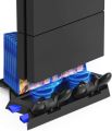 All-in-One PS4 Vertical Stand: Cooling System, Dual Controller Charger, and Game Storage Solution (New) - Multifunctional Vertical Stand with Cooling Fan and Dual Controller Charging Station for PlayStation 4. 