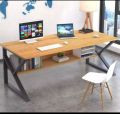 Computer table simple modern K shape portable folding computer laptop study table Gaming Table office desk home furntiure with storage bookshelf laptop writing table workstation with metal frame waterproof laminted 4X2.5X2ft. 